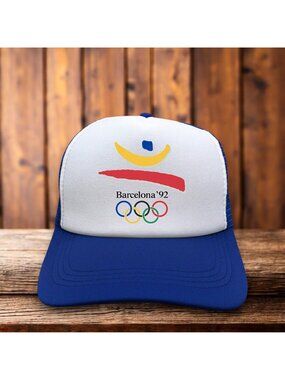 Barcelona Olympics 1992 Mens Trucker Hat Green Snapback 90s Retro Baseball Cap
